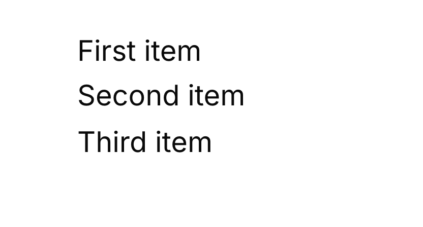list as it renders in the designer